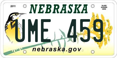 NE license plate UME459