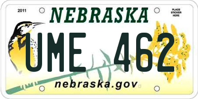 NE license plate UME462