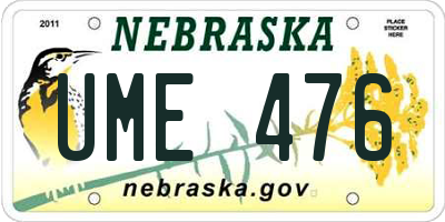 NE license plate UME476