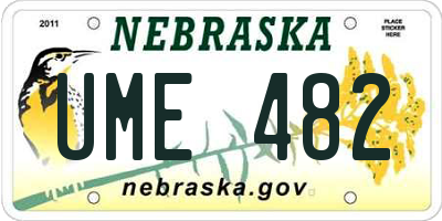 NE license plate UME482