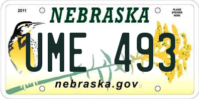 NE license plate UME493