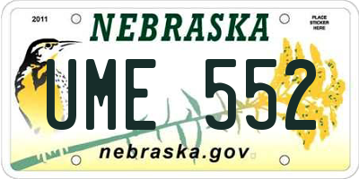 NE license plate UME552