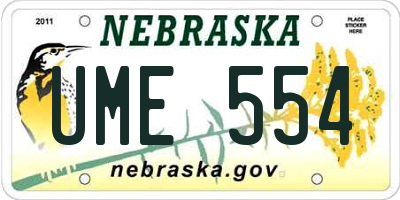 NE license plate UME554