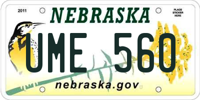 NE license plate UME560