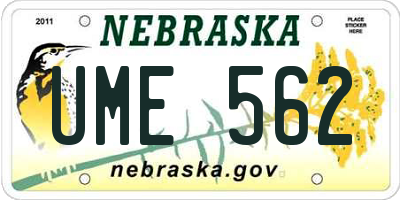 NE license plate UME562