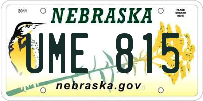 NE license plate UME815