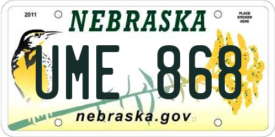 NE license plate UME868