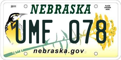 NE license plate UMF078