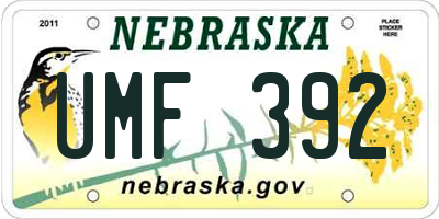NE license plate UMF392