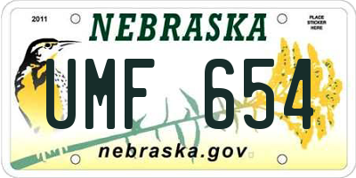 NE license plate UMF654