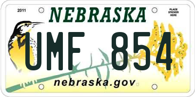 NE license plate UMF854