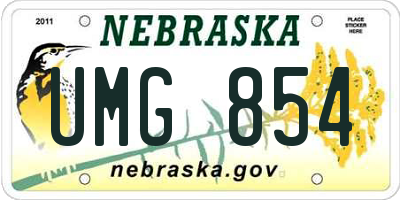 NE license plate UMG854