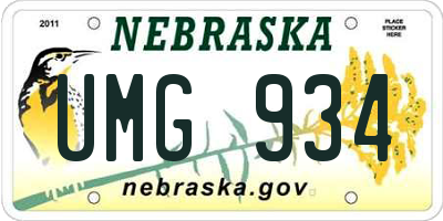 NE license plate UMG934