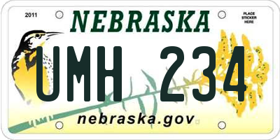 NE license plate UMH234