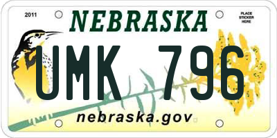 NE license plate UMK796