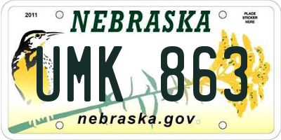 NE license plate UMK863
