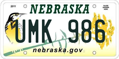 NE license plate UMK986
