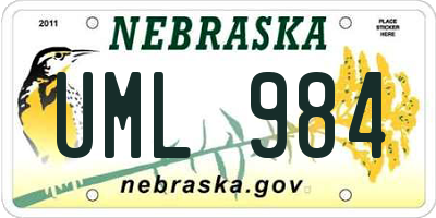 NE license plate UML984