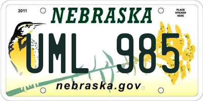 NE license plate UML985