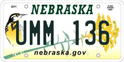 NE license plate UMM136