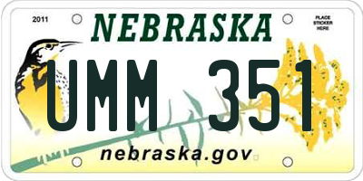 NE license plate UMM351