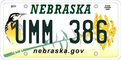 NE license plate UMM386