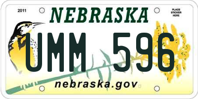 NE license plate UMM596