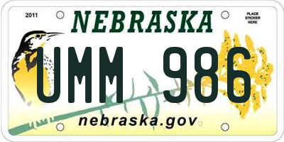 NE license plate UMM986