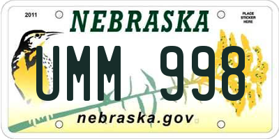 NE license plate UMM998