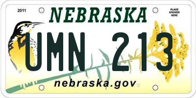 NE license plate UMN213