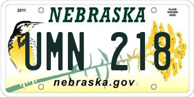NE license plate UMN218