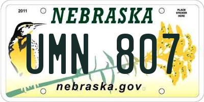 NE license plate UMN807