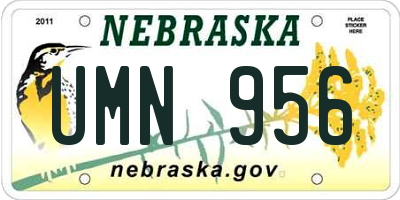 NE license plate UMN956