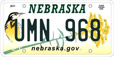 NE license plate UMN968