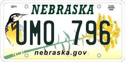 NE license plate UMO796