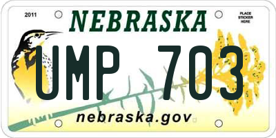 NE license plate UMP703
