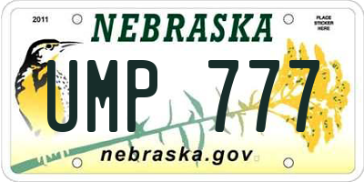 NE license plate UMP777