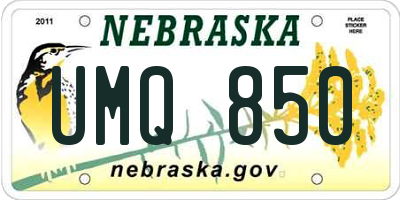 NE license plate UMQ850