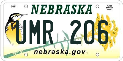 NE license plate UMR206