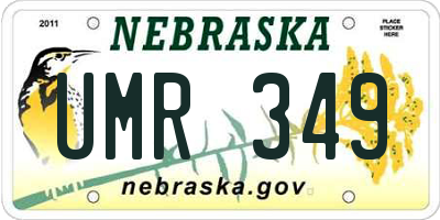 NE license plate UMR349