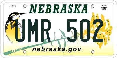 NE license plate UMR502