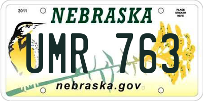 NE license plate UMR763