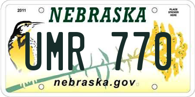 NE license plate UMR770