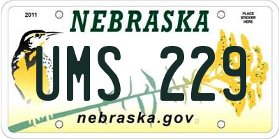 NE license plate UMS229