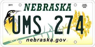 NE license plate UMS274