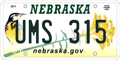 NE license plate UMS315