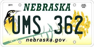 NE license plate UMS362
