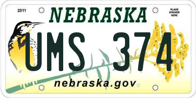NE license plate UMS374