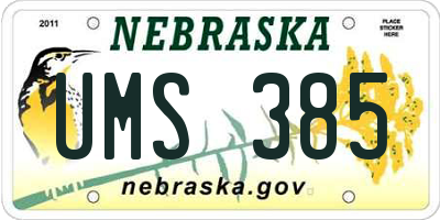 NE license plate UMS385