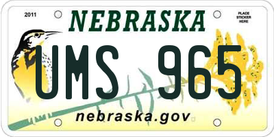 NE license plate UMS965